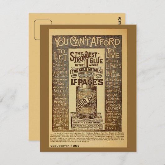 Antiek vloeibaar glas en glanzend glansmiddel MA Briefkaart (Voorkant / Achterkant)