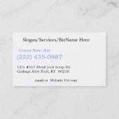 Antiek voertuigschroot van metalen Biz Visitekaartje (Achterkant)