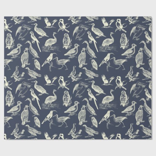Antiek vogelillustraties verergeren de zeemacht va cadeaupapier (Vlak)