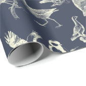 Antiek vogelillustraties verergeren de zeemacht va cadeaupapier (Rol Hoek)