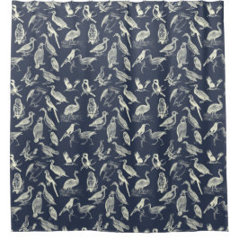 Antiek vogelillustraties verergeren de zeemacht va douchegordijn