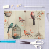  Antiek Vogelkooien en Vogeldecoupage Tissuepapier (Craft)
