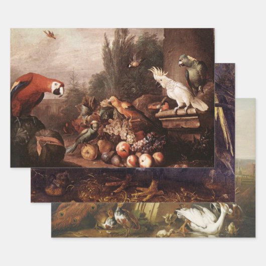 Antiek  Vogels Decoupage Heavy WT 3-Set Inpakpapier Vel (Set)