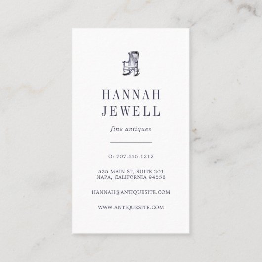 Antiek voorzitter | meubilair visitekaartje (Achterkant)