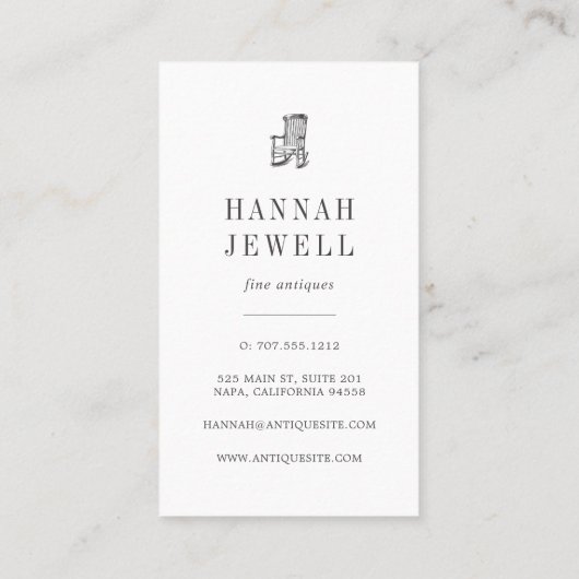 Antiek voorzitter |  meubilair visitekaartje (Achterkant)