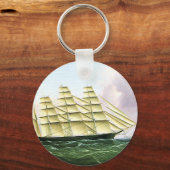 Antiek vrachtschip zeilschip op zee sleutelhanger (Voorkant)