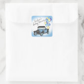Antiek Vrachtwagen Baby shower Vierkante Sticker (Tas)