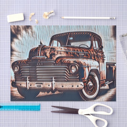 Antiek vrachtwagen - een tijdloze klassieke tissuepapier (Craft)