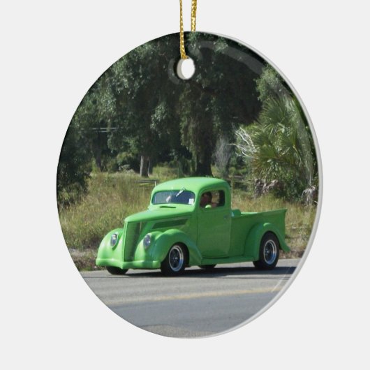 Antiek vrachtwagen keramisch ornament (Links)