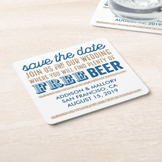Antiek vrije bier Sla de datum op Kartonnen Onderzetters (Schuin)