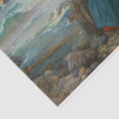 Antiek vrouw die naar de oceaan kijkt Tissuepapier (Detail)