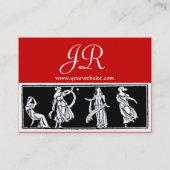 ANTIEK VROUWEN MODE MONOGRAM Rood Zwart wit Visitekaartje (Achterkant)