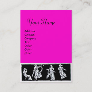 ANTIEK VROUWEN MODE MONOGRAM Roze zwart wit Visitekaartje