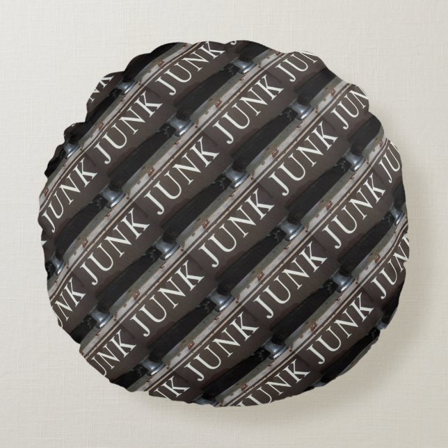 Antiek  vuilniswagens ondertekenen rond kussen (Voorkant)