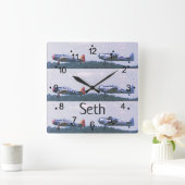 Antiek Vuurvliegtuigen Retro Square klok (Huis)