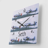 Antiek Vuurvliegtuigen Retro Square klok (Hoek)