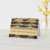 Antiek walvis nautisch:  Zee leven Kaart (Gele Bloem)