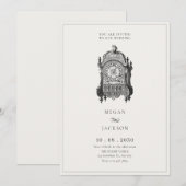  antiek wandklok bruiloft kaart (Voorkant / Achterkant)