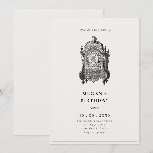  antiek wandklok verjaardag kaart (Voorkant / Achterkant)