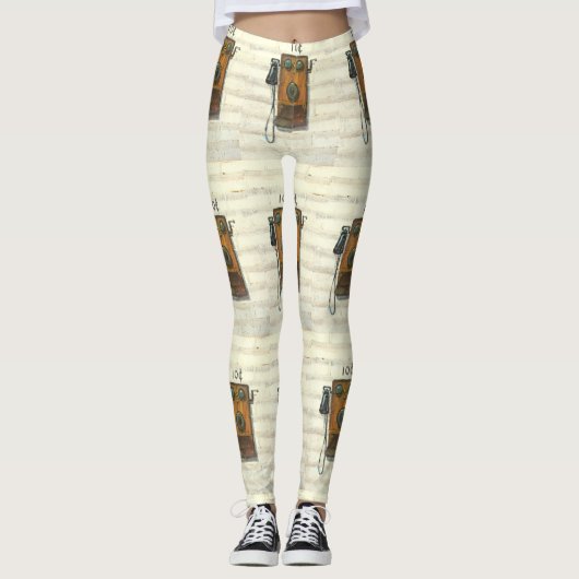 antiek wandtelefoon leggings (Voorkant)