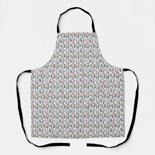 antiek waterverf bloempatroon schort (Voorkant)