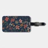 Antiek Waterverf Print Bloemen op Navy Bagagelabel (Achterkant horizontaal)