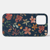 Antiek Waterverf Print Bloemen op Navy Case-Mate iPhone Case (Achterkant (horizontaal))