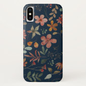 Antiek Waterverf Print Bloemen op Navy Case-Mate iPhone Case (Achterkant)