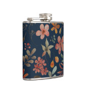 Antiek Waterverf Print Bloemen op Navy Heupfles (Rechts)