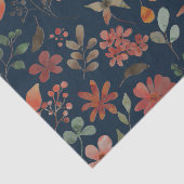 Antiek Waterverf Print Bloemen op Navy Tissuepapier (Detail)