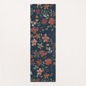 Antiek Waterverf Print Bloemen op Navy Yogamat (Voorkant)
