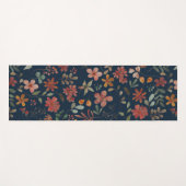 Antiek Waterverf Print Bloemen op Navy Yogamat (Voorkant (horizontaal))
