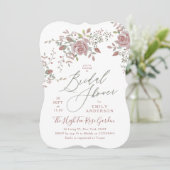Antiek Waterverf Rozen Bridal Shower Invitation Kaart (Staand voorkant)