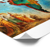 Antiek Waterverf Wereldkaart Poster (Hoek)