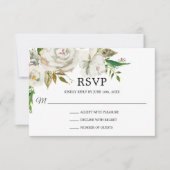  Antiek Waterverf Witte Floral RSVP Kaartje (Voorkant)