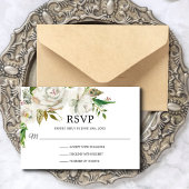 Antiek Waterverf Witte Floral RSVP Kaartje