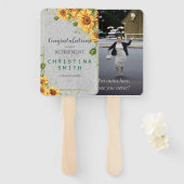 Antiek Waterverf Zonnebloem Pensioen Partij Idee Handwaaier (Voorkant en achterkant)