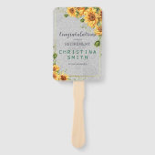 Antiek Waterverf Zonnebloem Pensioen Partij Idee Handwaaier (Voorkant)