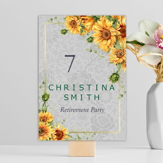 Antiek Waterverf Zonnebloem Pensioen Partij Idee Kaart