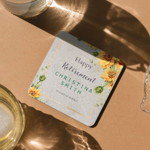 Antiek Waterverf Zonnebloem Pensioen Partij Idee Kartonnen Onderzetters