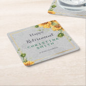 Antiek Waterverf Zonnebloem Pensioen Partij Idee Kartonnen Onderzetters (Schuin)