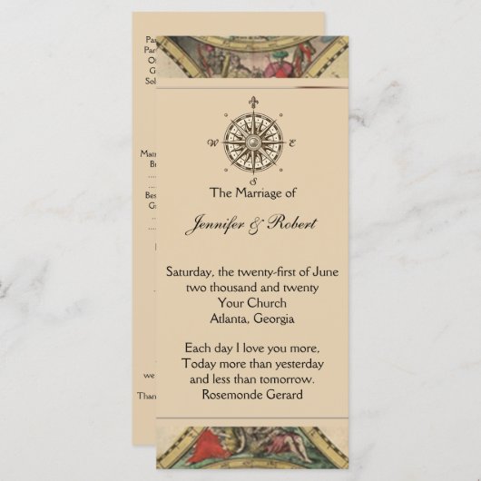 Antiek weddenschap tussen Wereldkaarten Programmakaart (Voorkant / Achterkant)