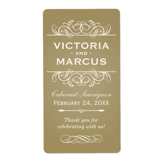 Antiek-weddenschap-wijn-flesmonogram voor labels (Voorkant)