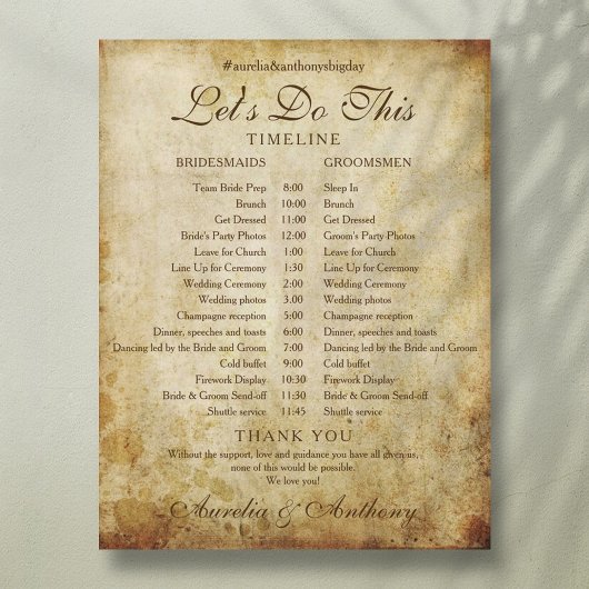 Antiek Wedding Schedule Timeline Programma