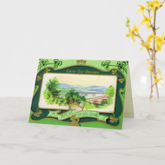 Antiek Wenskaart St. Patrick's Day Kaart (Gele Bloem)