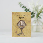Antiek Wereldbol, BG RSVP met onderdruk Uitnodiging Briefkaart (Staand voorkant)