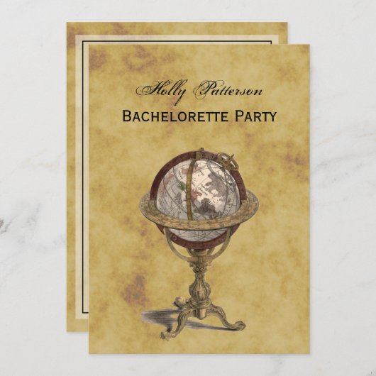 Antiek Wereldbol, BG V Bachelorette Kaart (Voorkant / Achterkant)