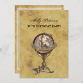 Antiek Wereldbol, BG V Birthday Kaart (Voorkant / Achterkant)