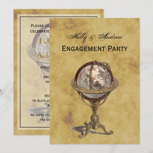 Antiek Wereldbol, BG V-Verloving Kaart (Voorkant / Achterkant)