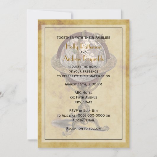 Antiek Wereldbol, BG V Weddenschap Kaart (Achterkant)